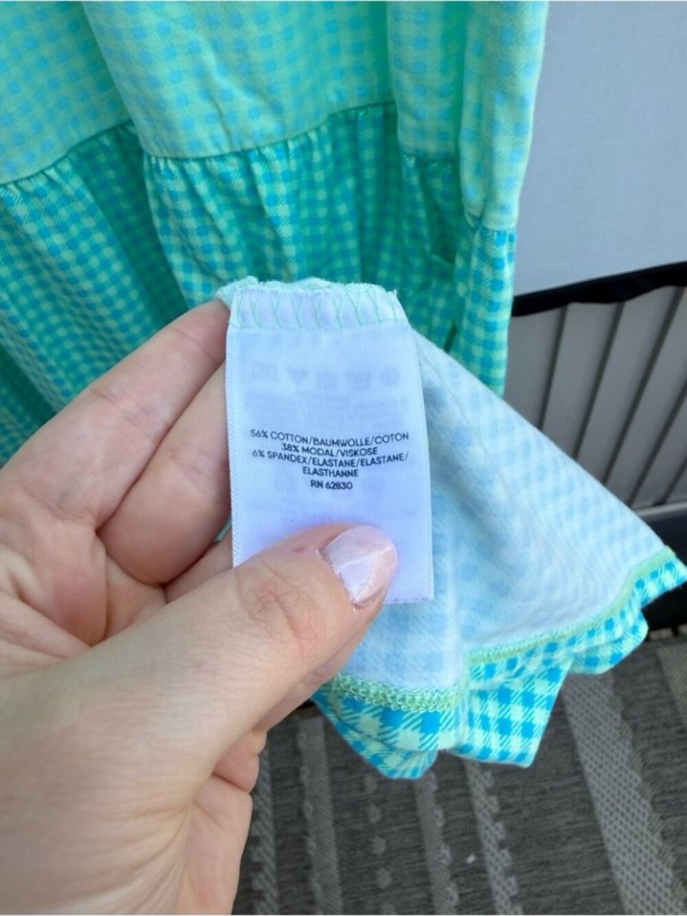 LANDS’ END green gingham check tiered maxi tank dress size XL/18 - Picture 6 of 8